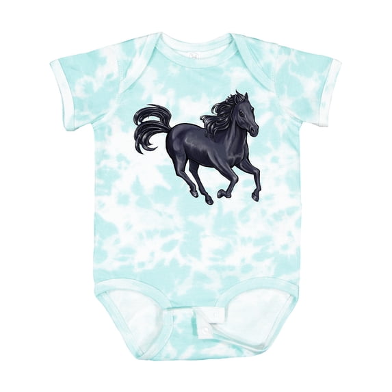Inktastic Beautiful Galloping Black Horse Boys or Girls Baby Bodysuit