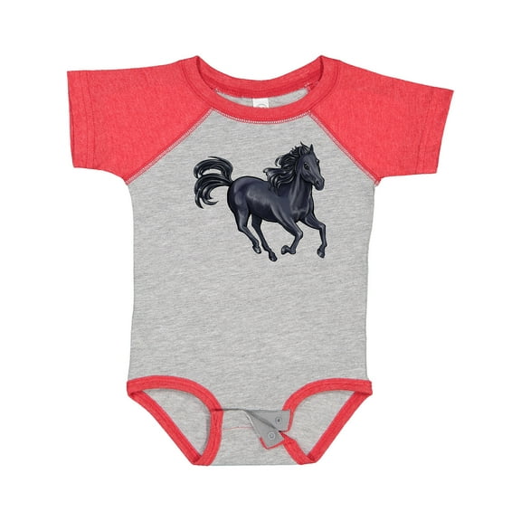 Inktastic Beautiful Galloping Black Horse Boys or Girls Baby Bodysuit
