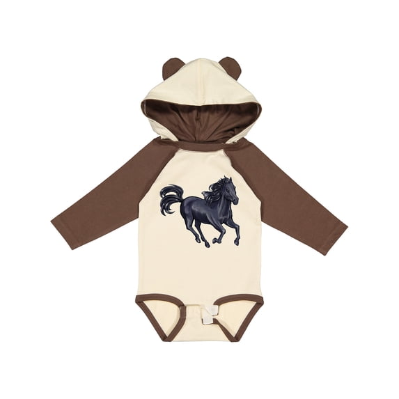 Inktastic Beautiful Galloping Black Horse Boys or Girls Long Sleeve Baby Bodysuit