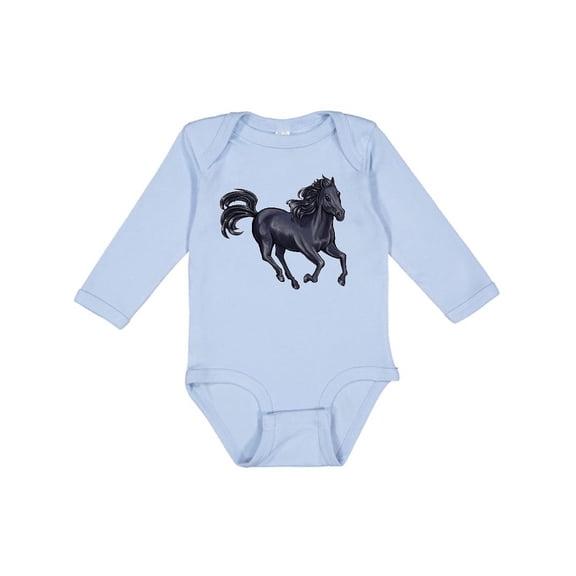 Inktastic Beautiful Galloping Black Horse Boys or Girls Long Sleeve Baby Bodysuit