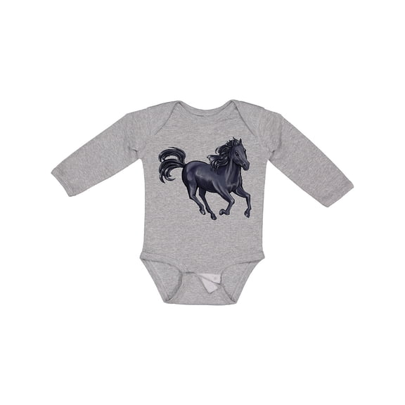 Inktastic Beautiful Galloping Black Horse Boys or Girls Long Sleeve Baby Bodysuit