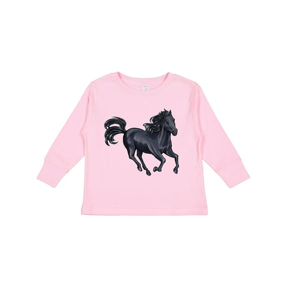 Inktastic Beautiful Galloping Black Horse Boys or Girls Long Sleeve Toddler T-Shirt