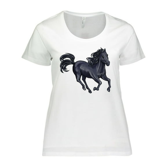 Inktastic Beautiful Galloping Black Horse Women's Plus Size T-Shirt
