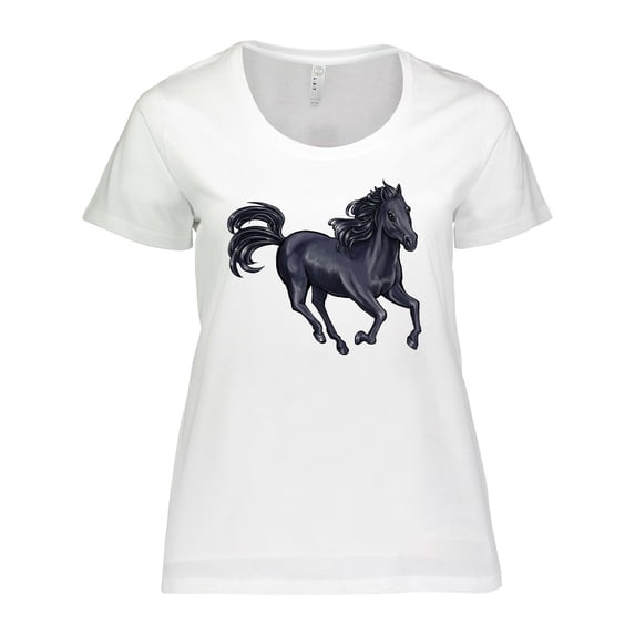 Inktastic Beautiful Galloping Black Horse Women's Plus Size T-Shirt