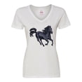 thumbnail image 1 of Inktastic Beautiful Galloping Black Horse Women's V-Neck T-Shirt, 1 of 5