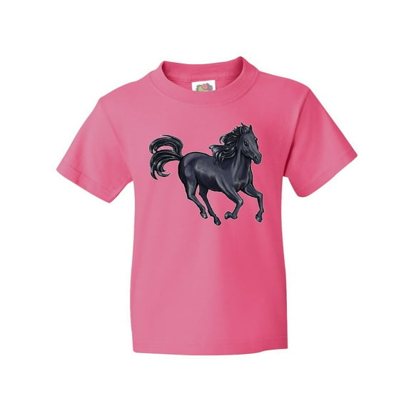 Inktastic Beautiful Galloping Black Horse Youth T-Shirt