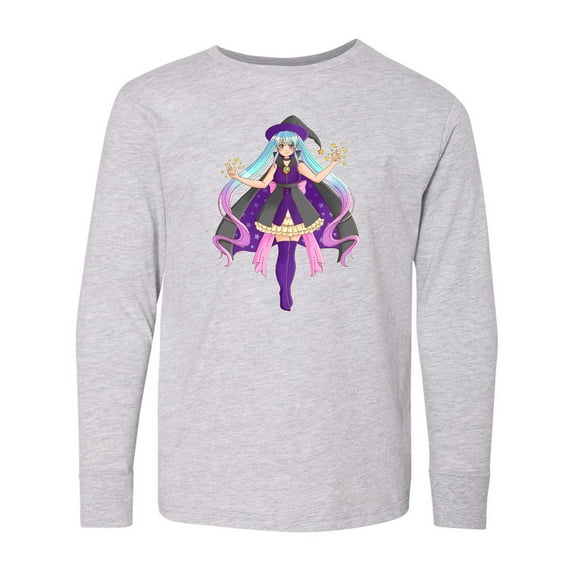 Inktastic Beautiful Purple Anime Witch Long Sleeve Youth T-Shirt