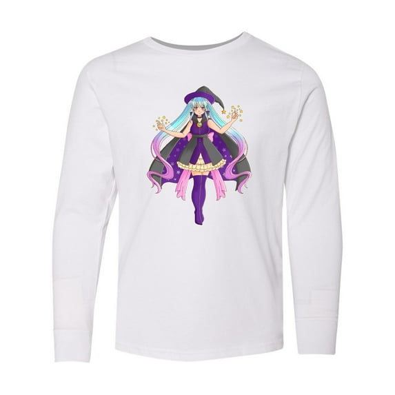 Inktastic Beautiful Purple Anime Witch Long Sleeve Youth T-Shirt
