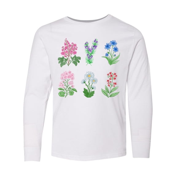 Inktastic Beautiful Wild Flowers Long Sleeve Youth T-Shirt