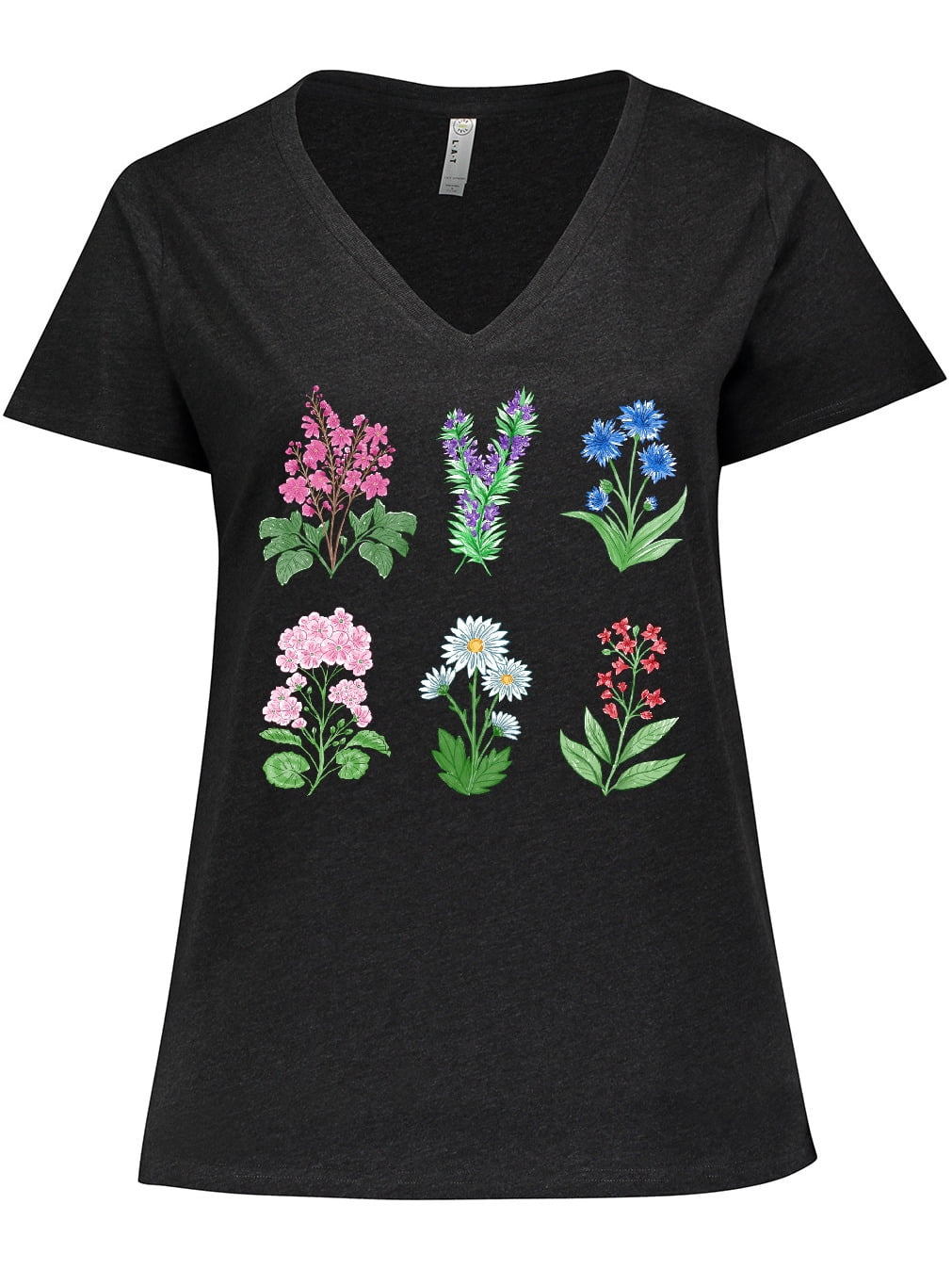 Inktastic Beautiful Wild Flowers Women's Plus Size VNeck TShirt