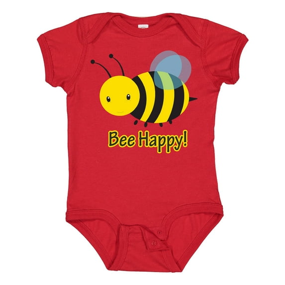 Inktastic Bee Happy Boys or Girls Baby Bodysuit
