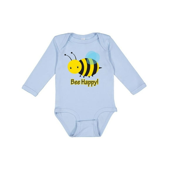 Inktastic Bee Happy Boys or Girls Long Sleeve Baby Bodysuit