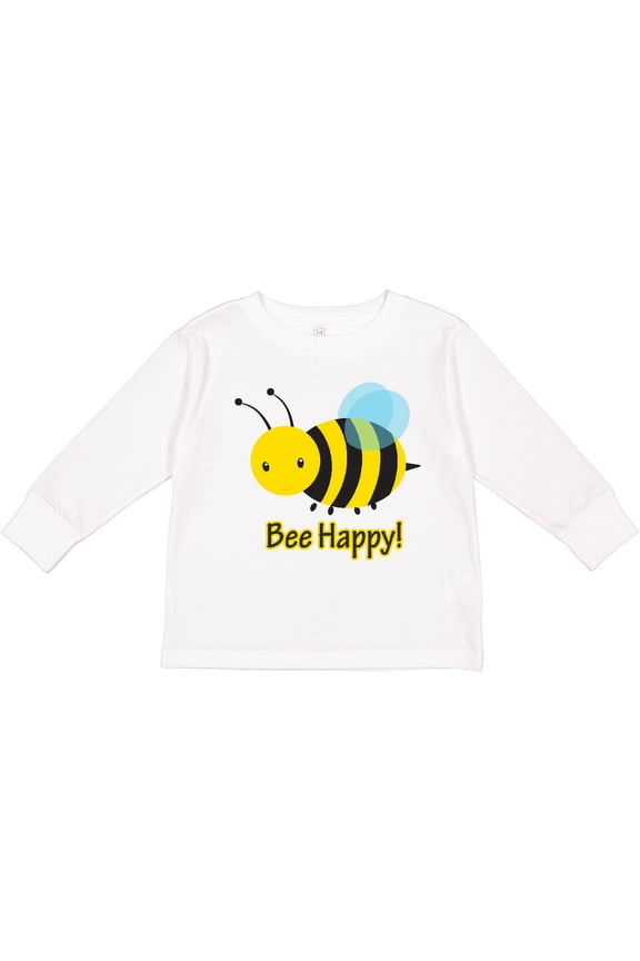 Bee Happy Boys or Girls Long Sleeve Toddler T-Shirt