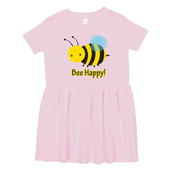 Inktastic Bee Happy Girls Toddler Dress