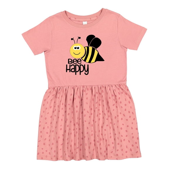 Inktastic Bee Happy Girls Toddler Dress
