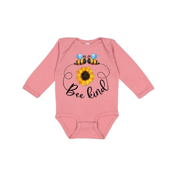 Inktastic Bee Kind Bees and Sunflower Boys or Girls Long Sleeve Baby Bodysuit