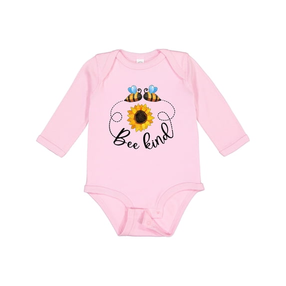 Inktastic Bee Kind Bees and Sunflower Boys or Girls Long Sleeve Baby Bodysuit