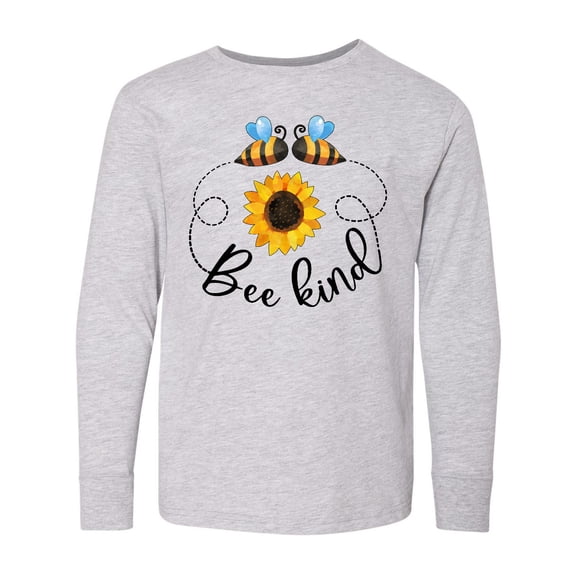Inktastic Bee Kind Bees and Sunflower Long Sleeve Youth T-Shirt