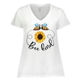 thumbnail image 1 of Inktastic Bee Kind Bees and Sunflower Women's Plus Size V-Neck T-Shirt, 1 of 5