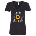 thumbnail image 1 of Inktastic Bee Kind Bees and Sunflower Women's V-Neck T-Shirt, 1 of 5