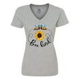 thumbnail image 1 of Inktastic Bee Kind Bees and Sunflower Women's V-Neck T-Shirt, 1 of 5