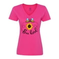 thumbnail image 1 of Inktastic Bee Kind Bees and Sunflower Women's V-Neck T-Shirt, 1 of 5
