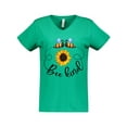 thumbnail image 1 of Inktastic Bee Kind Bees and Sunflower Women's V-Neck T-Shirt, 1 of 5