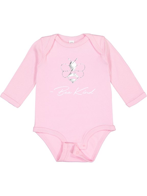 Bee Kind Cute Bee Boys or Girls Long Sleeve Baby Bodysuit