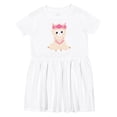 thumbnail image 1 of Inktastic Beige Llama, Cute Llama, Alpaca, Flowers, Hearts Girls Toddler Dress, 1 of 5