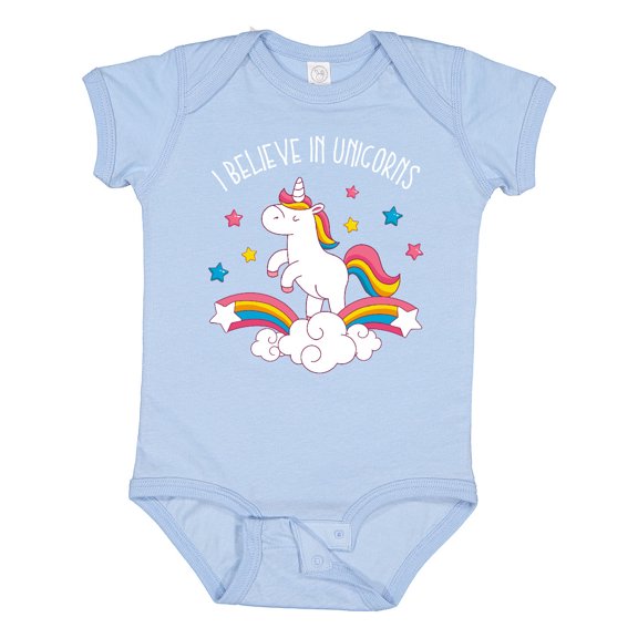 Inktastic Believe In Unicorns Girls Baby Bodysuit