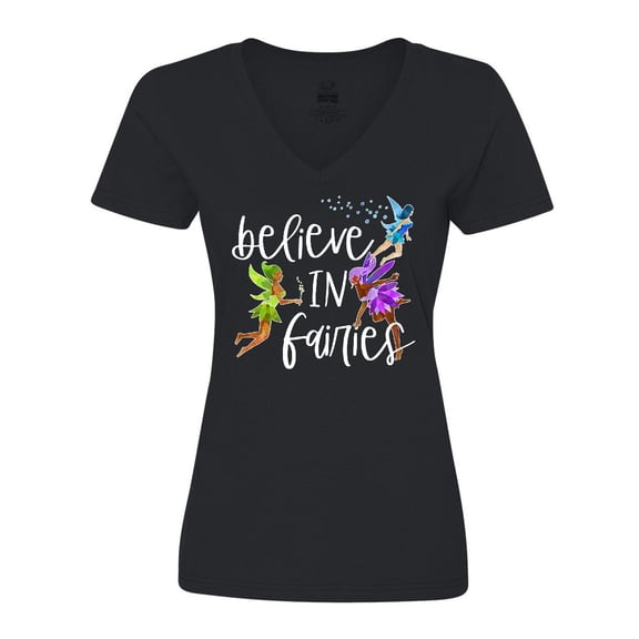 Inktastic Believe in Fairies Women's V-Neck T-Shirt