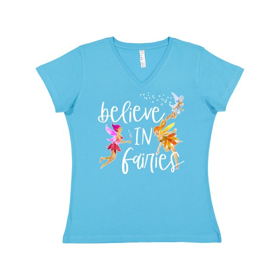 Inktastic Believe in Fairies Women's V-Neck T-Shirt