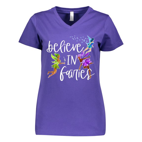 Inktastic Believe in Fairies Women's V-Neck T-Shirt