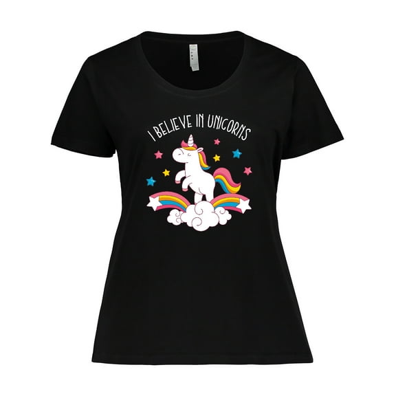 Inktastic Believe in Unicorns Women's Plus Size T-Shirt