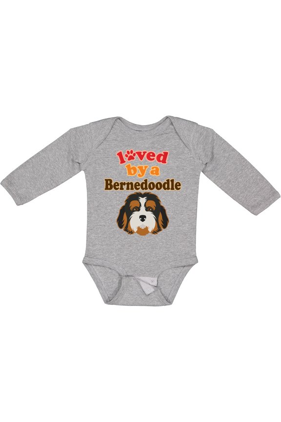 Bernedoodle Dog Lover Boys or Girls Long Sleeve Baby Bodysuit