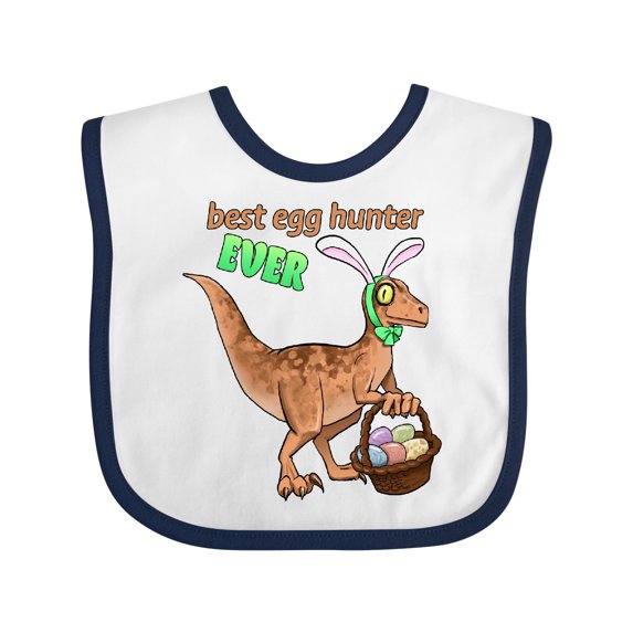 Inktastic Best Egg Hunter Ever Easter Dinosaur Boys or Girls Baby Bib