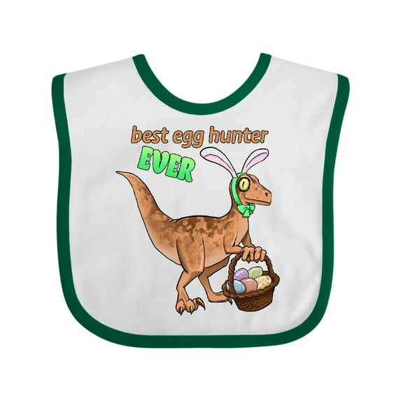 Inktastic Best Egg Hunter Ever Easter Dinosaur Boys or Girls Baby Bib