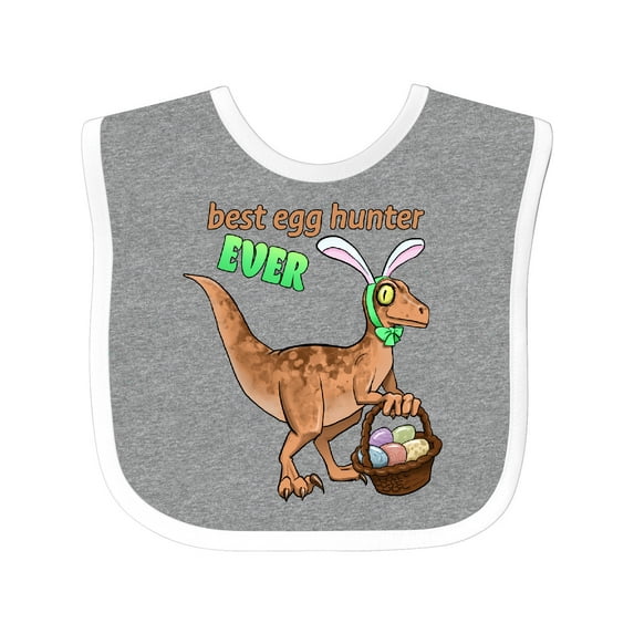 Inktastic Best Egg Hunter Ever Easter Dinosaur Boys or Girls Baby Bib