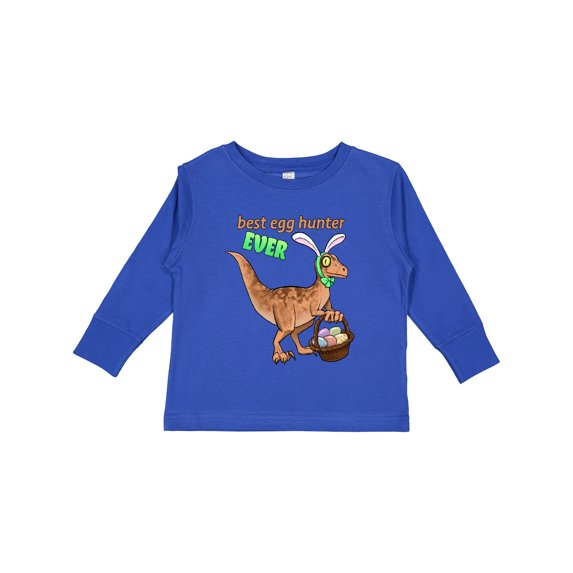 Inktastic Best Egg Hunter Ever Easter Dinosaur Boys or Girls Long Sleeve Toddler T-Shirt