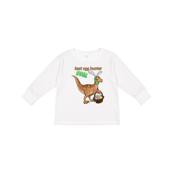 Inktastic Best Egg Hunter Ever Easter Dinosaur Boys or Girls Long Sleeve Toddler T-Shirt
