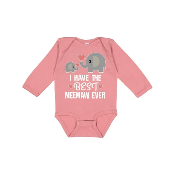Inktastic Best Meemaw Ever Grandkids Gift Boys or Girls Long Sleeve Baby Bodysuit