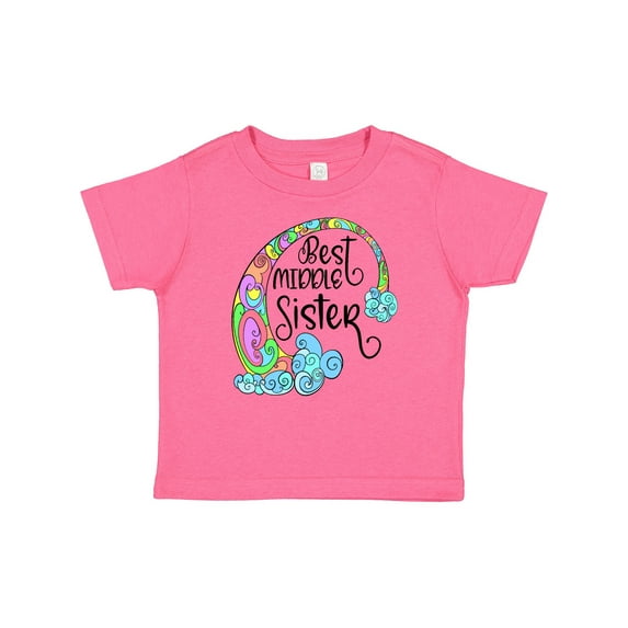 Inktastic Best Middle Sister Colorful Rainbow Swirls Girls Baby T-Shirt