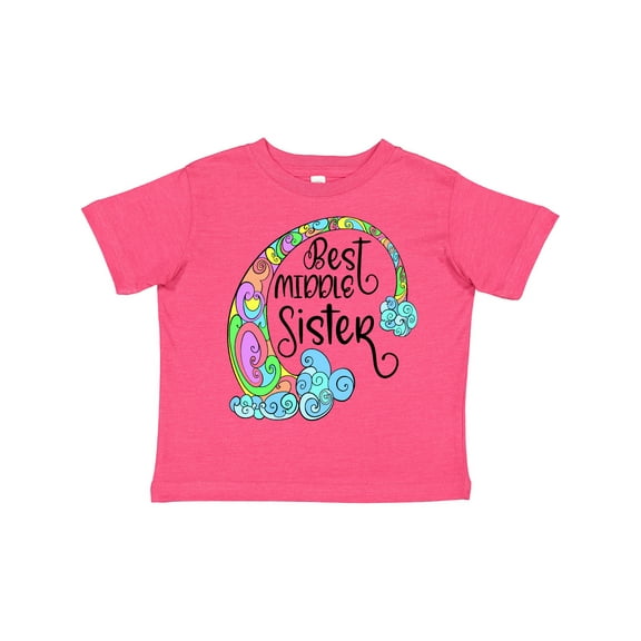 Inktastic Best Middle Sister Colorful Rainbow Swirls Girls Toddler T-Shirt