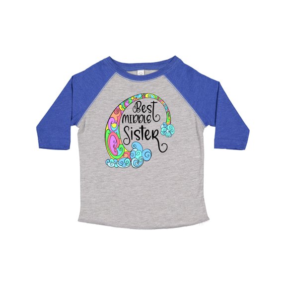 Inktastic Best Middle Sister Colorful Rainbow Swirls Girls Toddler T-Shirt