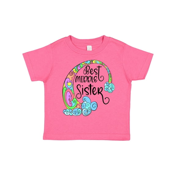 Inktastic Best Middle Sister Colorful Rainbow Swirls Girls Toddler T-Shirt