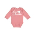 thumbnail image 1 of Inktastic Bestie Frenchie Boys or Girls Long Sleeve Baby Bodysuit, 1 of 5