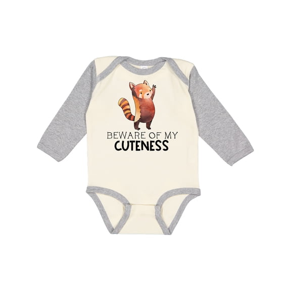Inktastic Beware of My Cuteness Cute Red Panda Boys or Girls Long Sleeve Baby Bodysuit