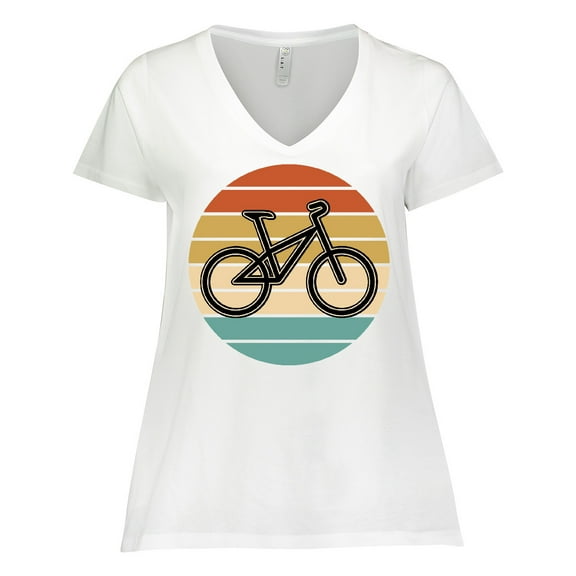 Inktastic Bicycle Vintage Cyclist Sunset Women's Plus Size V-Neck T-Shirt