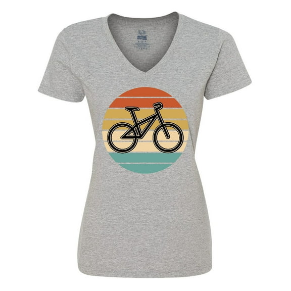 Inktastic Bicycle Vintage Cyclist Sunset Women's V-Neck T-Shirt