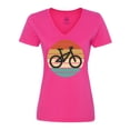 thumbnail image 1 of Inktastic Bicycle Vintage Cyclist Sunset Women's V-Neck T-Shirt, 1 of 5